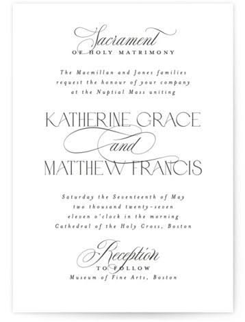 Elegant White Sacrament Wedding Invitations