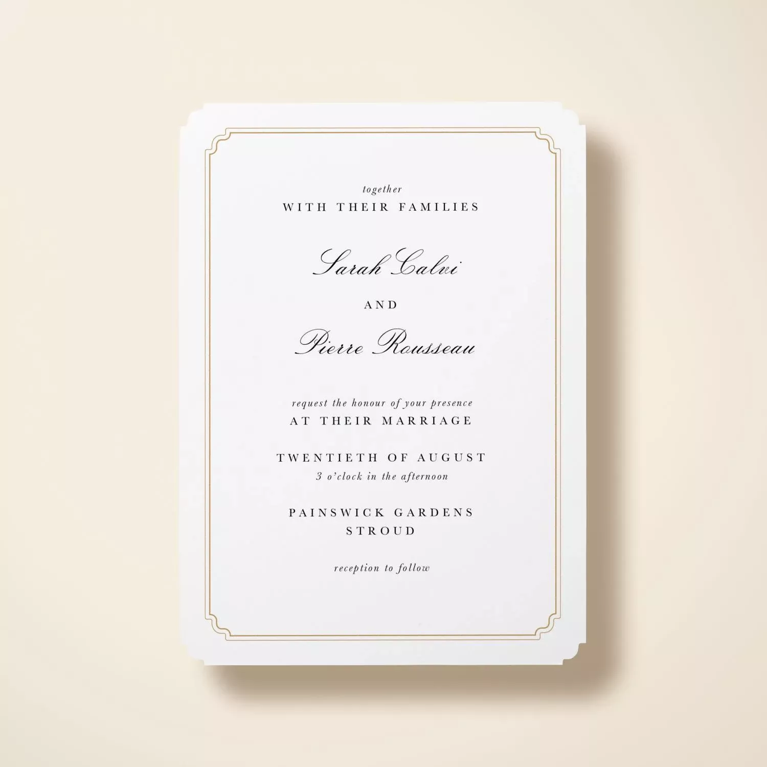x10 Wedding Invitation Elegant Double Border