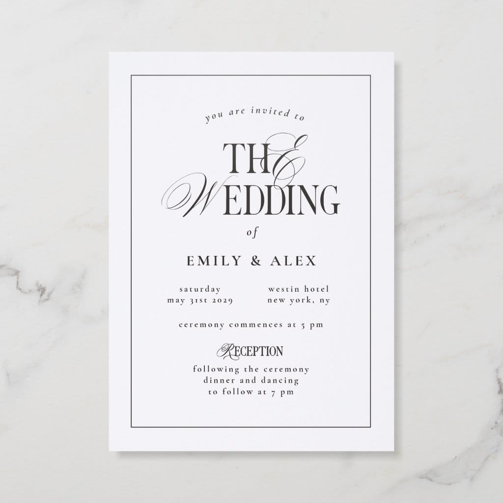 Modern Typography Elegant Letterpress Invitation