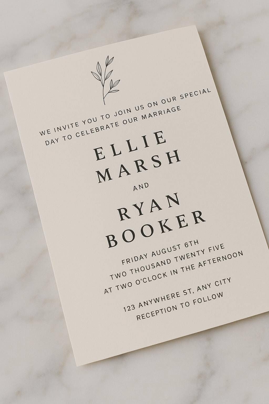 Wedding invitation, invite, digital and editable, download, print or e-invite