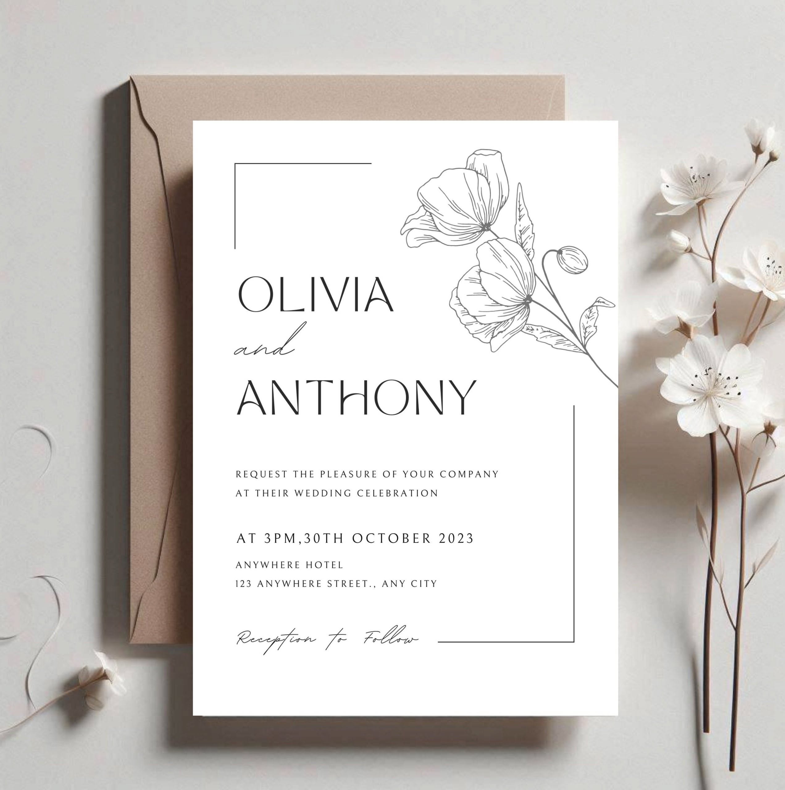 Timeless Invitation Style —  Order a stunning custom wedding invitation design  for elegant c…