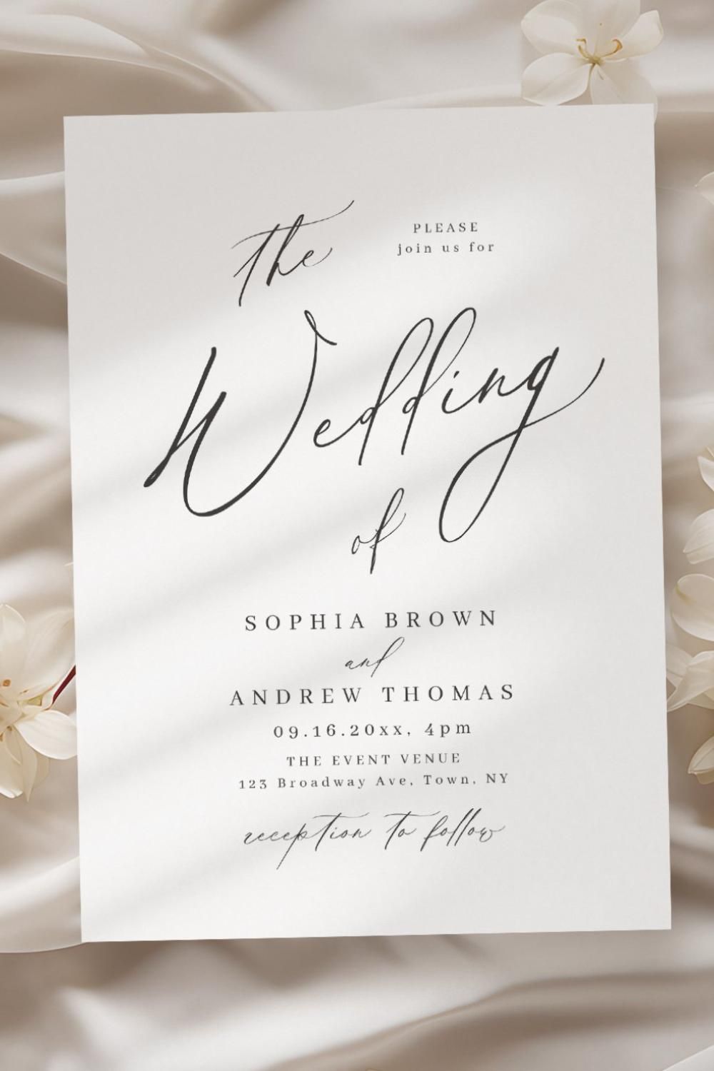 Elegant Modern Script Minimalist Wedding Invitation