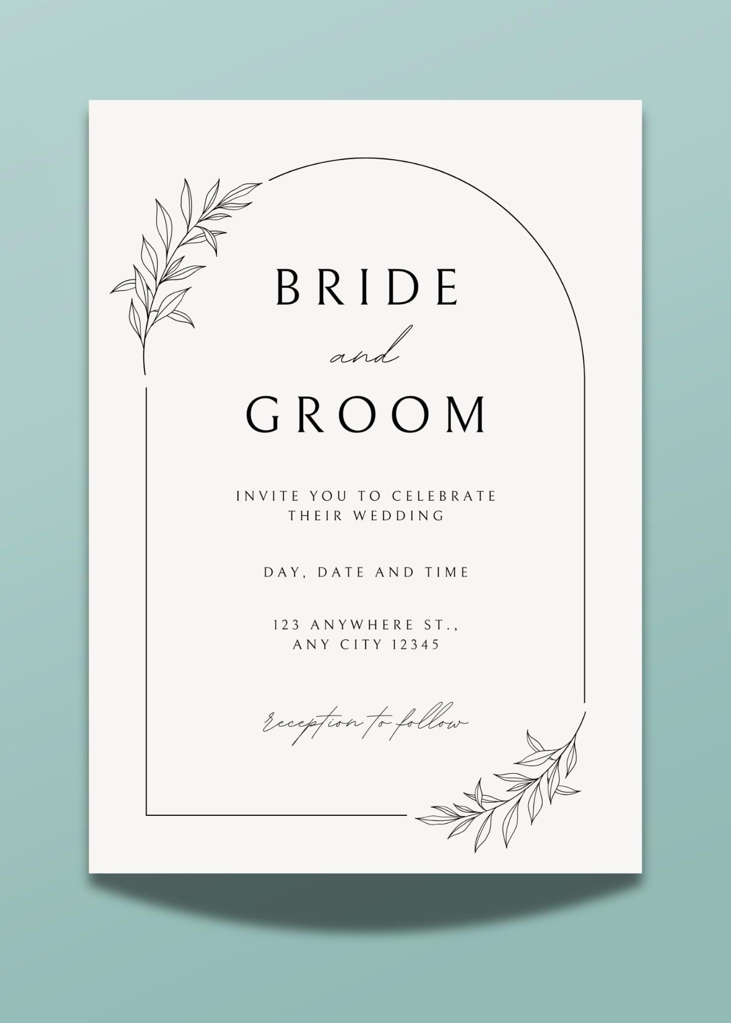 Modern Minimalist Wedding Invitation Template