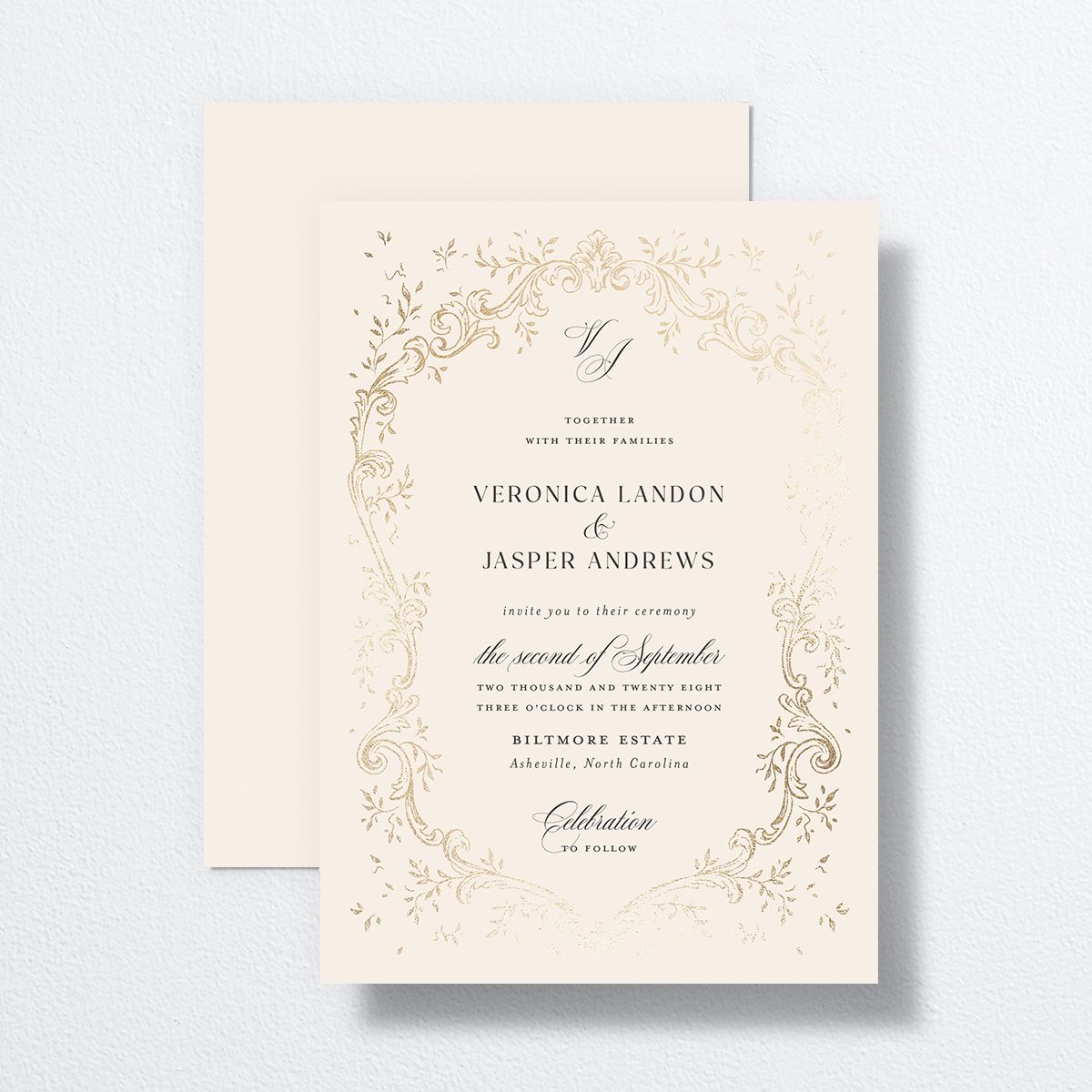 Formal Opulent Frame Foil Wedding Invitations