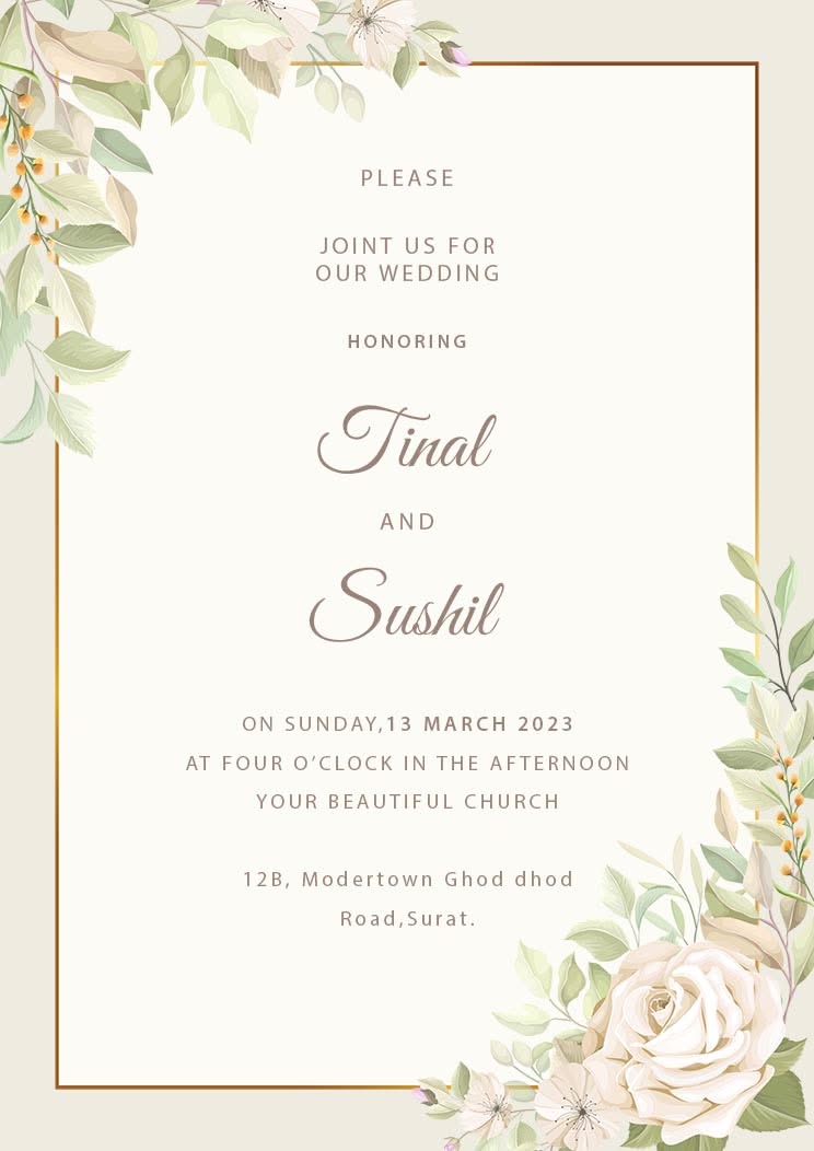 Elegant Floral Wedding Invitation Card Design | Tinal & Sushil