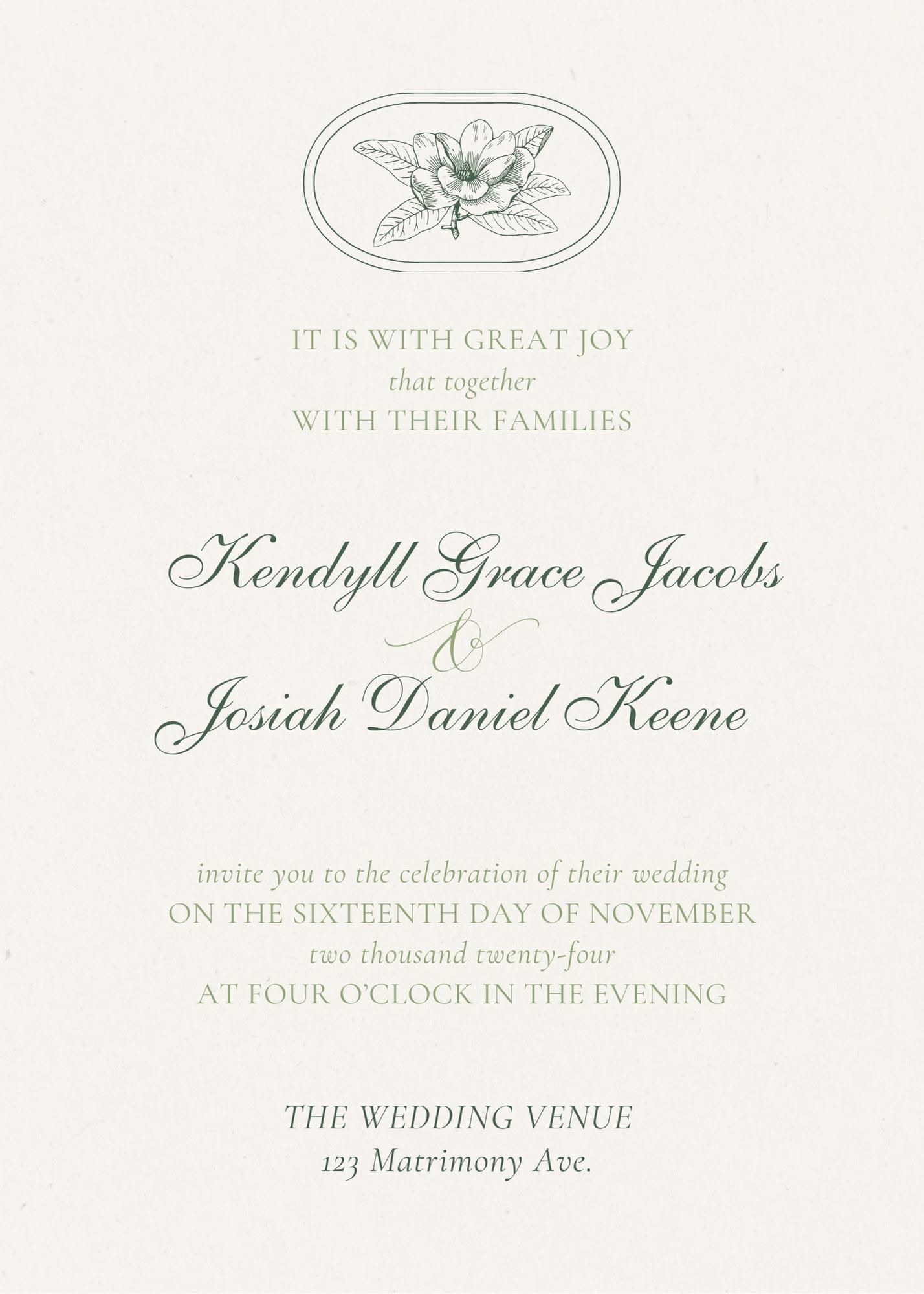 Simple & Elegant Wedding Invitation – Canva Template