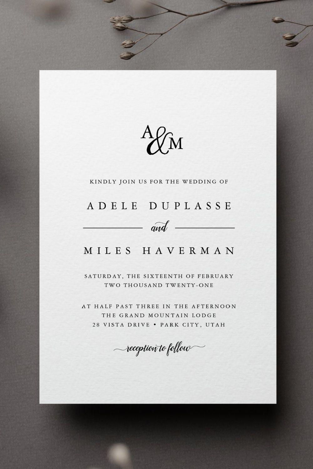 Ampersand Monogram Wedding Invitation