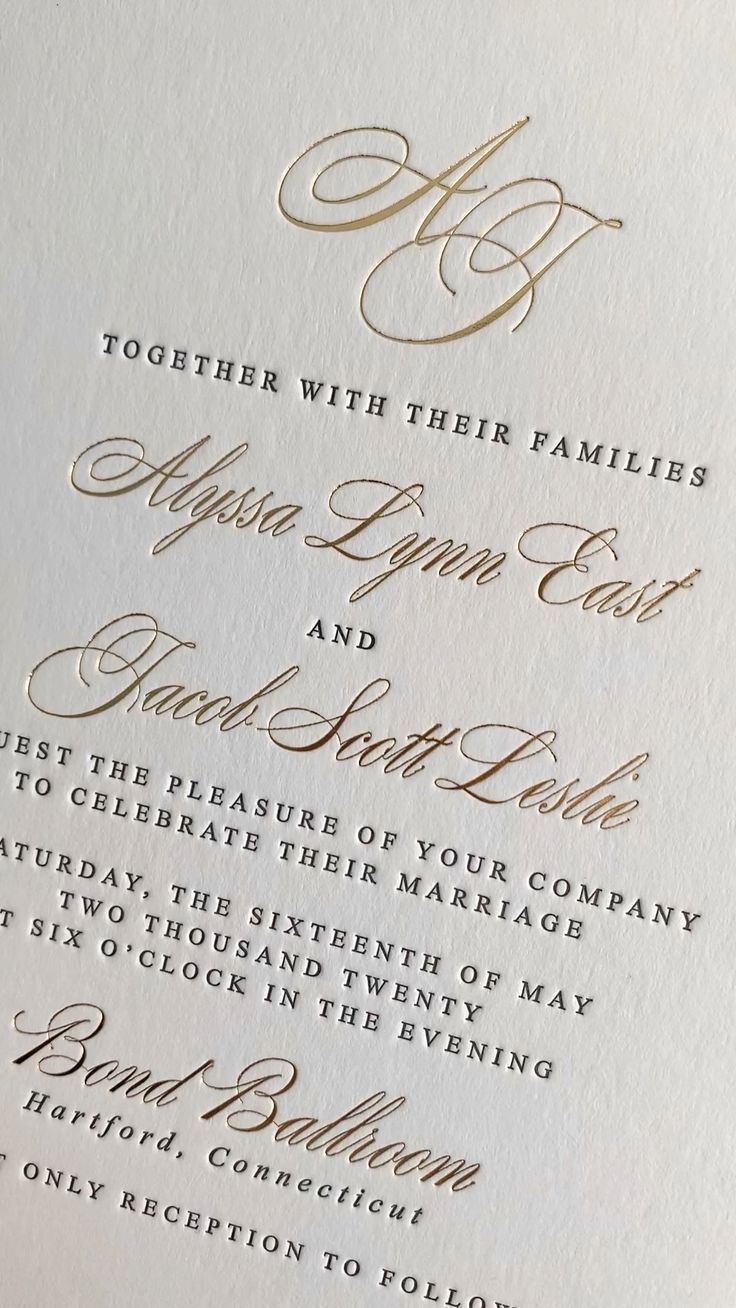 Black tie wedding invitation
