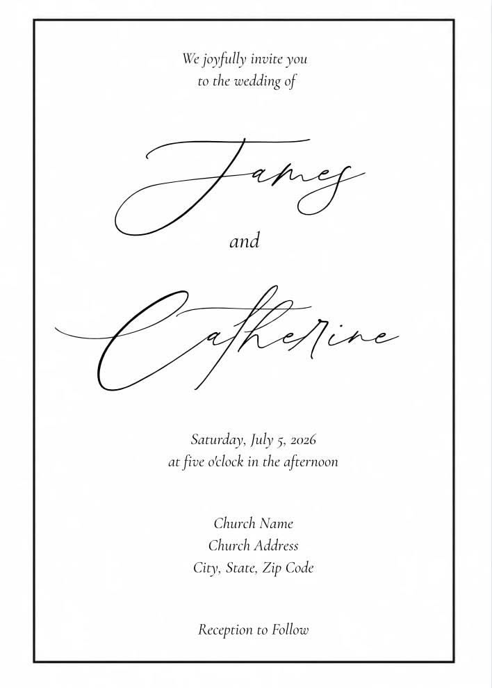 3 Piece Classic Timeless Black Wedding Invitation Suite