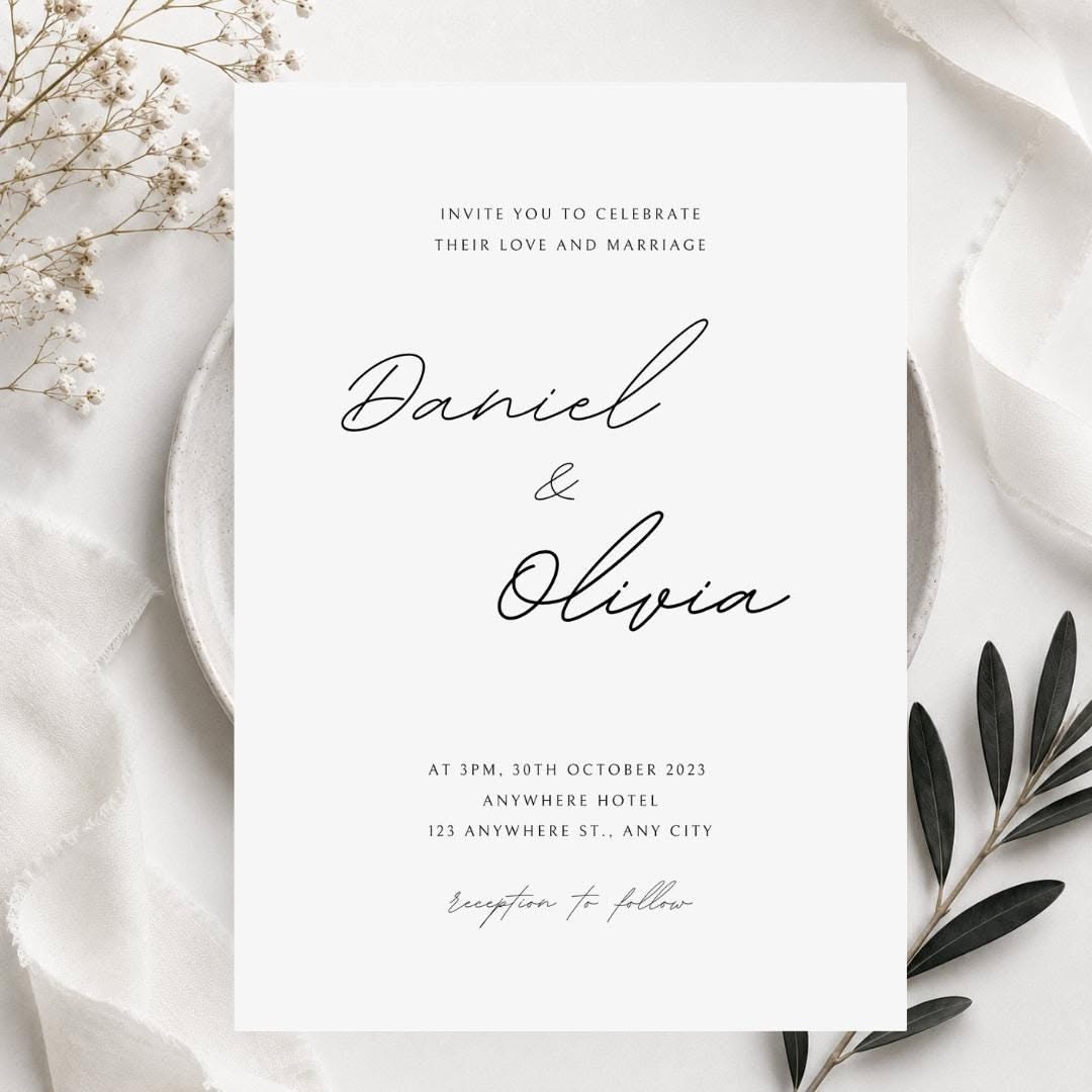 Modern Wedding Invitation Canva Template, Instant Access Download